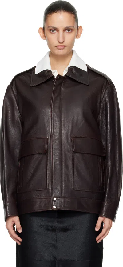 Nour Hammour Brown Drey 'the It Girl' Leather Jacket