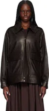 Nour Hammour Brown Drey 'the It Girl' Leather Jacket In Chocf Chocolat Fonda