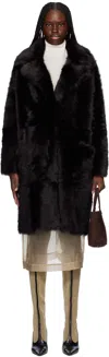 Nour Hammour Evita Coat In Chocfon Chocolate Fo