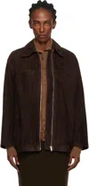 Nour Hammour Brown Layne Sleek Suede Jacket In Black