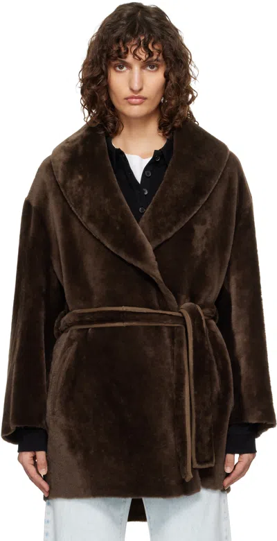 Nour Hammour Brown Seraphina Shearling Coat