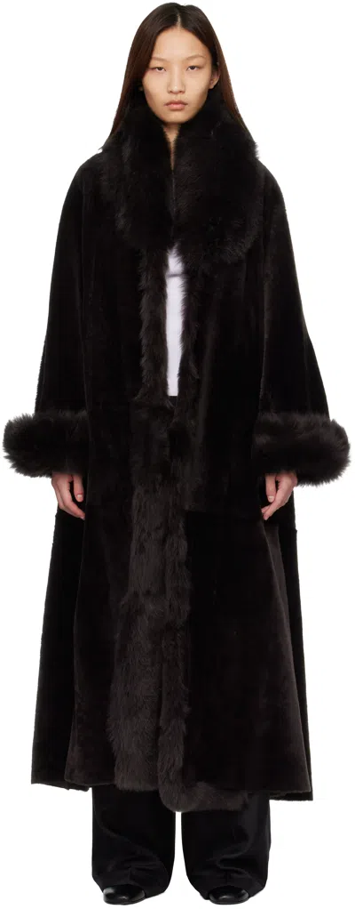 Nour Hammour Brown Sima Shearling Coat