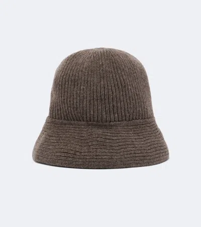 Nour Hammour Bruno Cashmere And Wool Bucket Hat In Brown