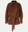 Nour Hammour Buffy Suede Jacket In Brown
