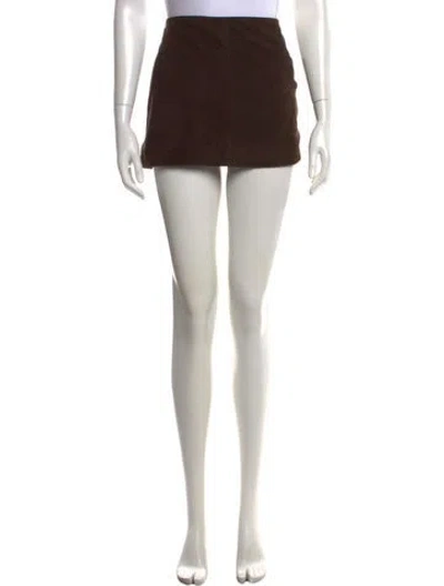 Pre-owned Nour Hammour Calfskin Mini Skirt In Brown