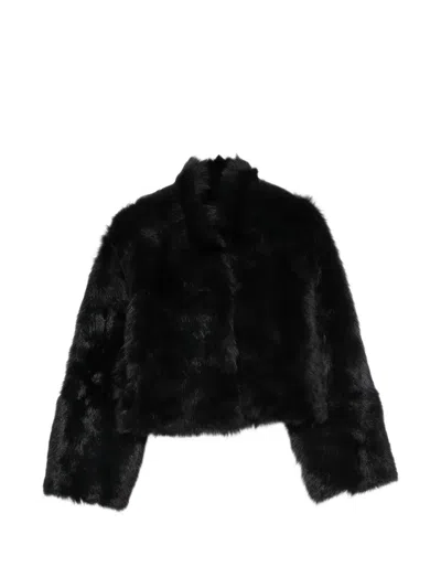 Nour Hammour Cameron Funnel-neck Lamb-shearling Jacket In Black