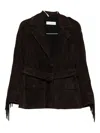 Nour Hammour Cassidy Fringed Jacket In Brown