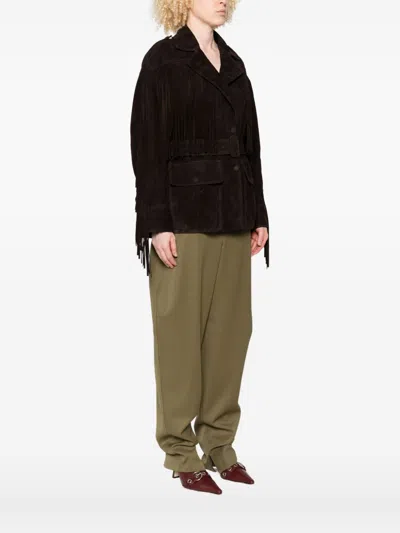 Nour Hammour Cassidy Suede Jacket In Brown