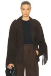 Nour Hammour Cassidy Belted Fringed Suede Jacket In Brown