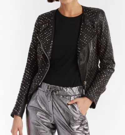 Nour Hammour Celine Micro Studded Leather Jacket In Black