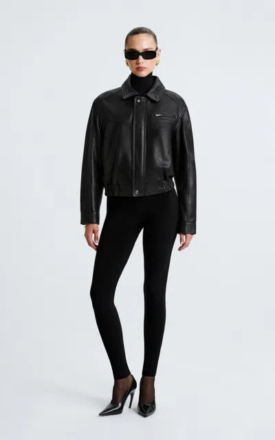 Nour Hammour Clint Lambskin Leather Jacket In Black