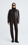 Nour Hammour Clint Lambskin Leather Jacket In Brown
