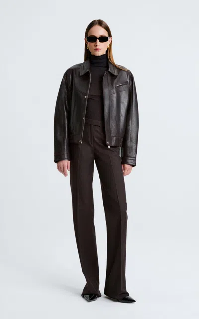 Nour Hammour Clint Lambskin Leather Jacket In Brown
