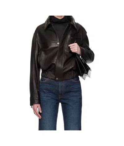 Nour Hammour Clint Long-sleeved Leather Jacket In Black