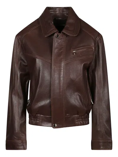 Nour Hammour Clint Zipped-up Jacket In Brown