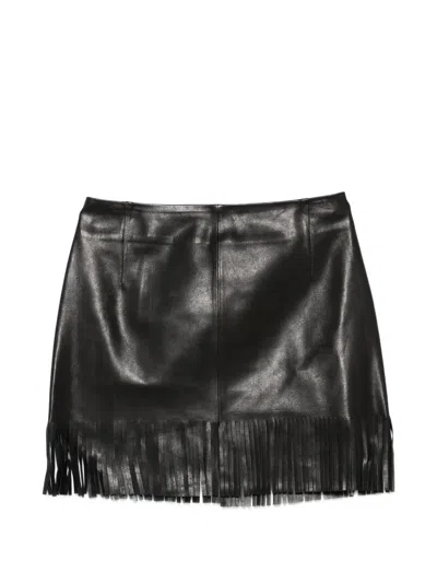 Nour Hammour Coco Fringed Mini Skirt In Black