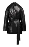 Nour Hammour Cora Leather Puffer Jacket In Black