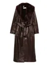 Nour Hammour Leather Shearling Dakota Coat In Brown