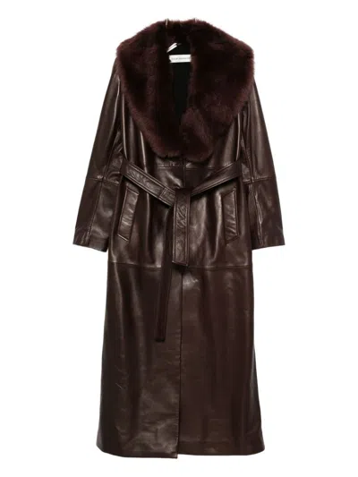 Nour Hammour Dakota Belted Coat In Brown