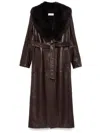 Nour Hammour Dakota Leather Trench Coat In Braun