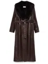 Nour Hammour Dakota Leather Trench Coat In Brown