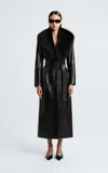 Nour Hammour Dakota Lambskin Fur Collar Trench In Black