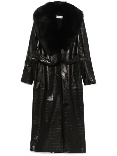 NOUR HAMMOUR LEATHER TRENCH COAT