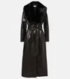 Nour Hammour Dakota Shearling-trimmed Leather Wrap Coat In Black