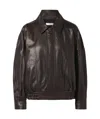 Nour Hammour Dalma Leather Bomber Jacket In Black
