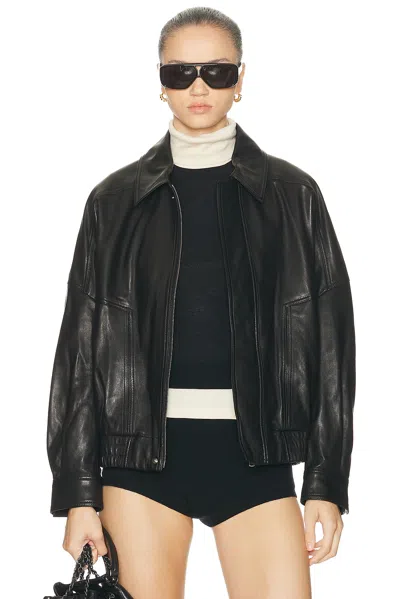 Nour Hammour Dalma Leather Jacket In Black