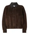 Nour Hammour Dalma Leather-trimmed Suede Bomber Jacket In Brown