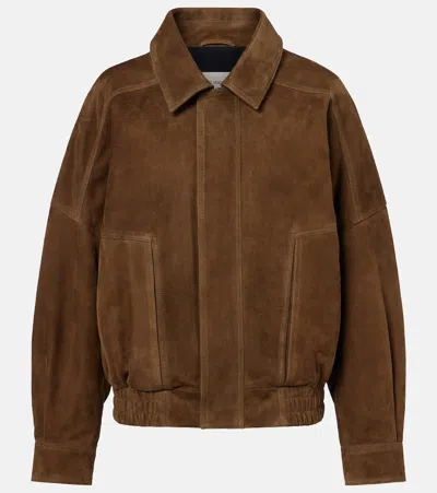 Nour Hammour Dalma Suede Blouson Jacket In Brown
