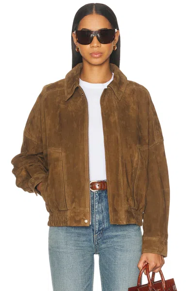 Nour Hammour Dalma Suede Jacket In Brown