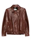Nour Hammour Dalme Leather Bomber Jacket In Brown