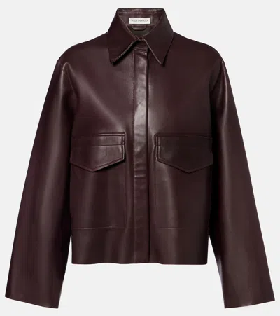 Nour Hammour Darcy Leather Jacket In Burgundy