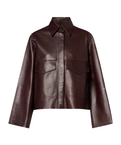 Nour Hammour Darcy Long-sleeved Leather Jacket In Brown