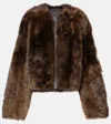 Nour Hammour Dianne Cropped Shearling Jacket In Brown