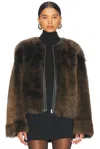 Nour Hammour Dianne Cropped Shearling Jacket In Chataigne