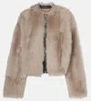 Nour Hammour Solid Shearling Jacket In Beige