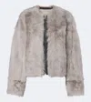 Nour Hammour Solid Shearling Jacket In Gray