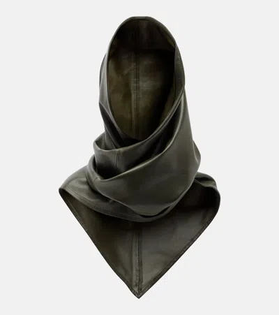 Nour Hammour Draped Leather Hood In Green