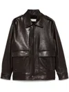 Nour Hammour Long-sleeved Leather Jacket In Black