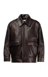 Nour Hammour Long-sleeved Leather Jacket In Brown