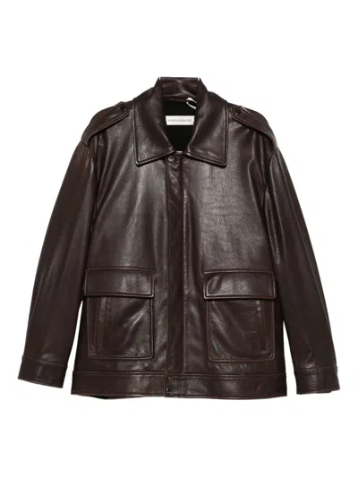 Nour Hammour Drey Leather Jacket In Brown