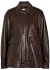 Nour Hammour Long-sleeved Leather Jacket In Brown