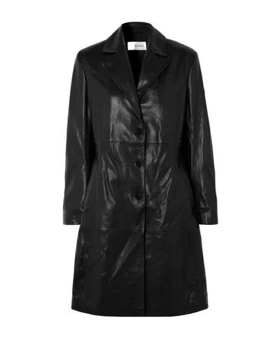 NOUR HAMMOUR EAMES PATCHWORK LEATHER COAT