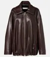 Nour Hammour Elisse Leather Bomber Jacket In Brown