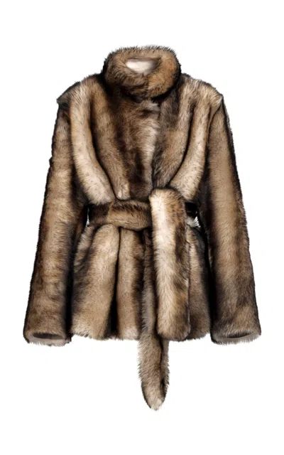 Nour Hammour Elsa Shearling Coat In Brown