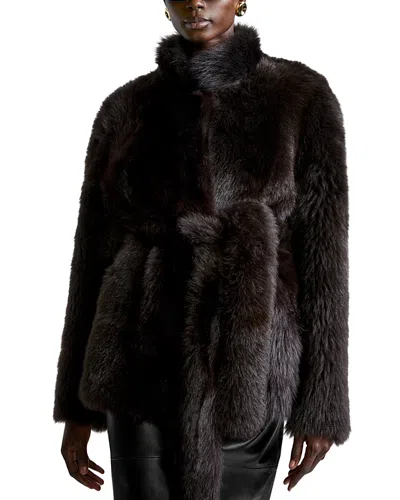 Nour Hammour Elsa Shearling Coat In Chocolate