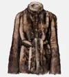 Nour Hammour Elsa Shearling Wrap Coat In Brown